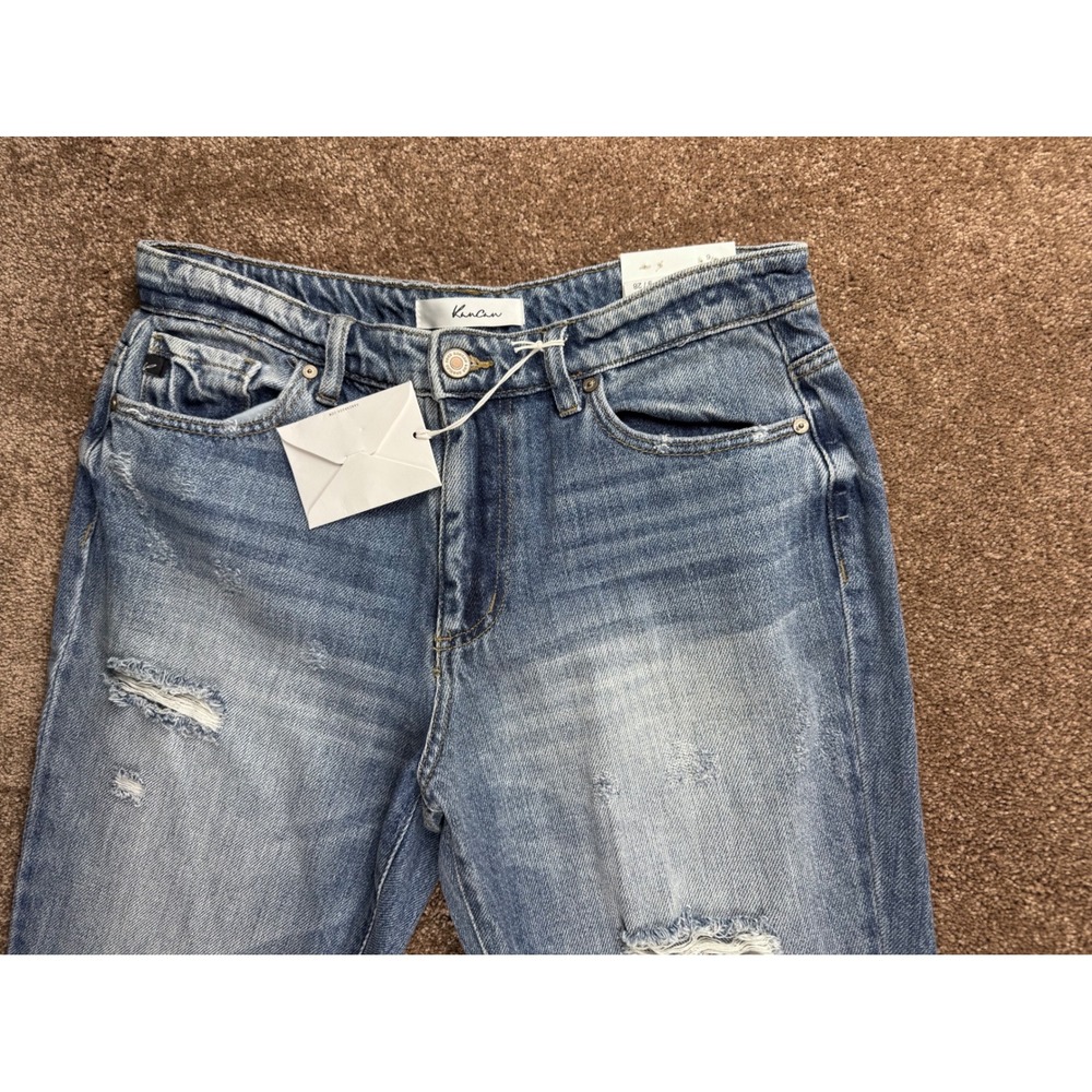 KanCan Relaxed Fit Distressed High Rise Jeans Medium Wash Size 9/28 NEW - Picture 2 of 16